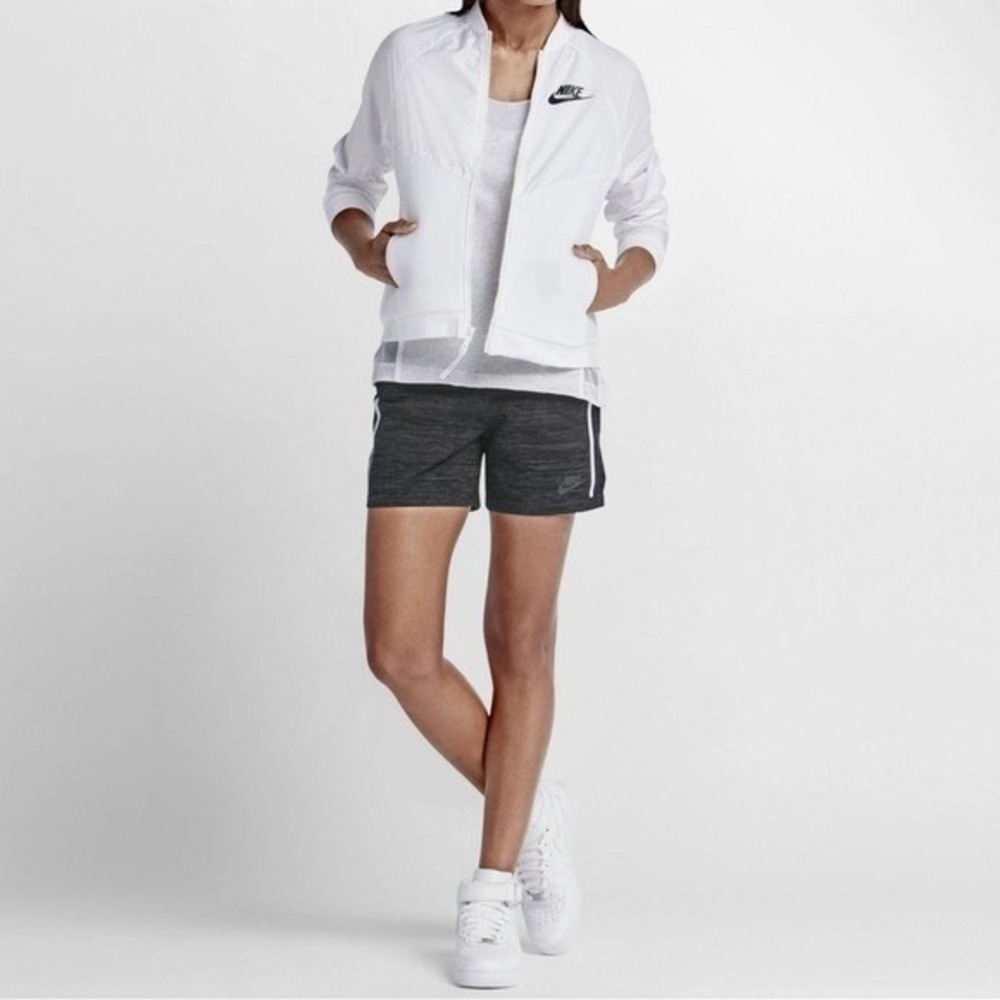 Nike Tech Knit Shorts Womens XS Gray White High Waisted Athletic Streetwear